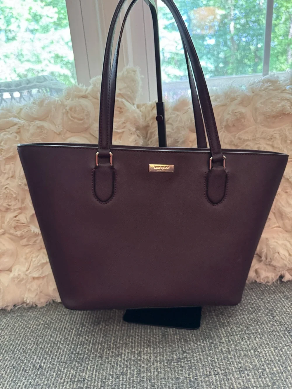 Kate Spade New York Plum/Burgundy Saffiano Leather Tote Bag